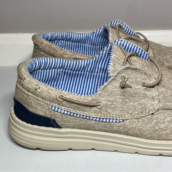 Bruno Marc Slip On Loafers Men’s 7.5 Lightweight Deck Shoes Canvas Tan Khaki - Picture 3 of 15